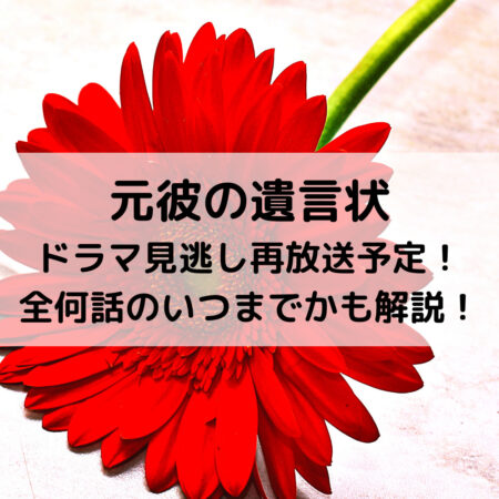 元彼の遺言状ドラマ見逃し再放送予定！全何話のいつまでかも解説！