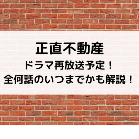 正直不動産ドラマ再放送予定！全何話のいつまでかも解説！