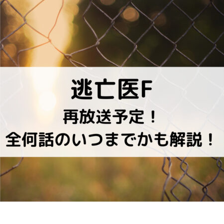逃亡医F再放送予定！全何話のいつまでかも解説！