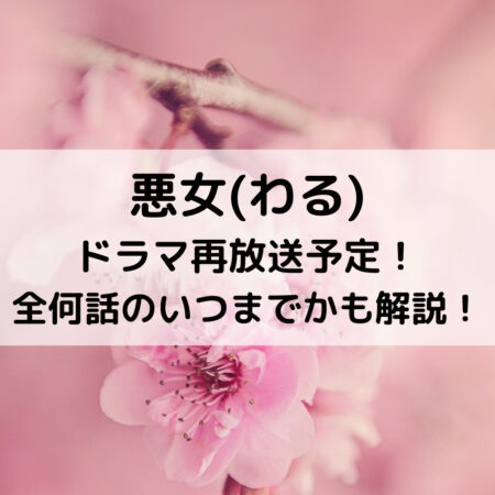 悪女ドラマ再放送予定！全何話のいつまでかも解説！